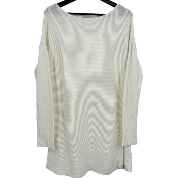 Women's Cream Sweater Size Med Ribbed Dressy - Picture 6 of 10